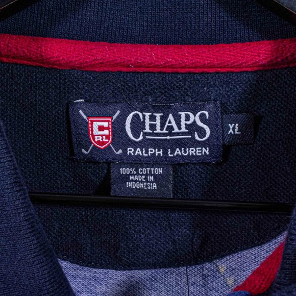 Chaps Ralph Lauren Golf Argyle Polo Shirt Colorblock Distressed XL VTG 90s - Picture 8 of 9